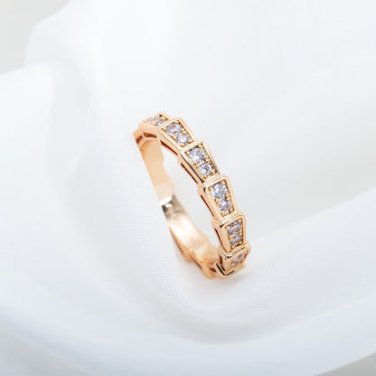 DIANA SERPENTI RING PINK GOLD DIAMOND PAVED 3MM