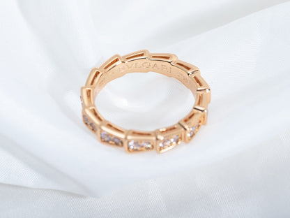 DIANA SERPENTI RING PINK GOLD DIAMOND PAVED 3MM