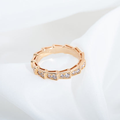 DIANA SERPENTI RING PINK GOLD DIAMOND PAVED 3MM