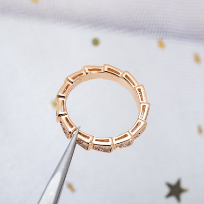 DIANA SERPENTI RING PINK GOLD DIAMOND PAVED 3MM