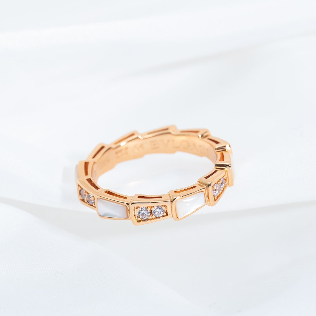 DIANA SERPENTI RING PINK GOLD DIAMOND MOP 3MM