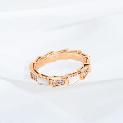 DIANA SERPENTI RING PINK GOLD DIAMOND MOP 3MM