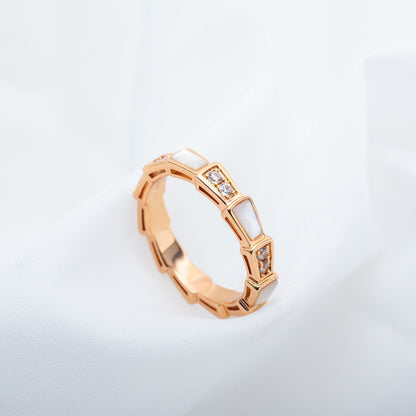 DIANA SERPENTI RING PINK GOLD DIAMOND MOP 3MM