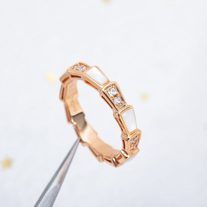 DIANA SERPENTI RING PINK GOLD DIAMOND MOP 3MM