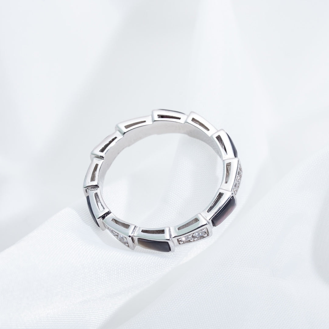 DIANA SERPENTI RING SILVER  DIAMOND BLACK MOP 3MM