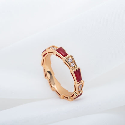 DIANA SERPENTI RING PINK GOLD CARNELIAN DIAMOND 3MM