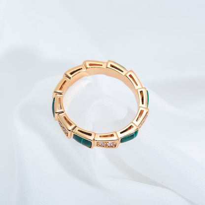 DIANA SERPENTI RING PINK GOLD MALACHITE DIAMOND 3MM