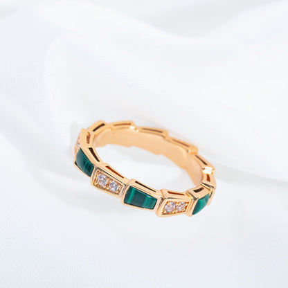 DIANA SERPENTI RING PINK GOLD MALACHITE DIAMOND 3MM