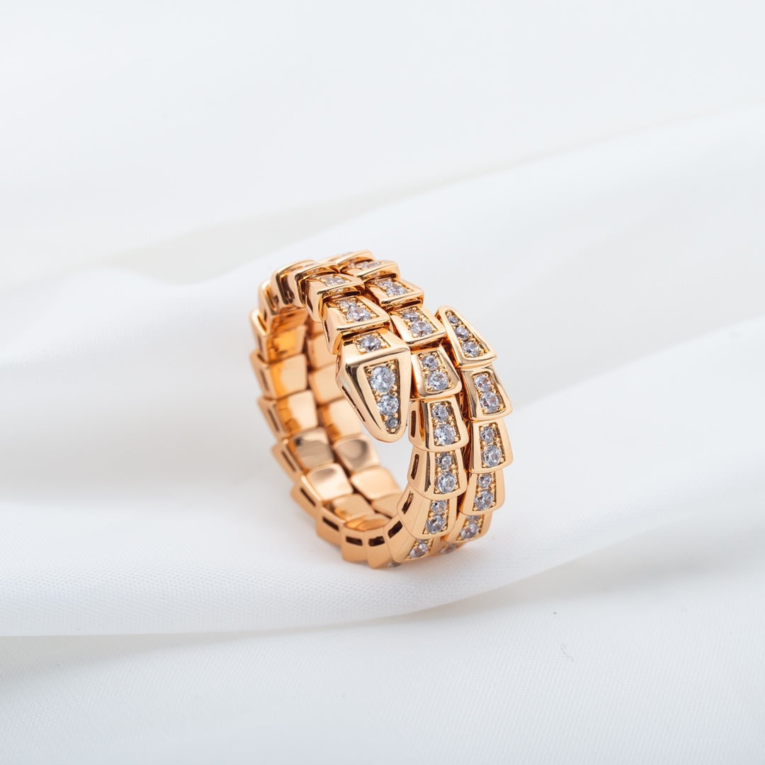 DIANA SERPENTI RING PINK GOLD DIAMOND DOUBLE ROW