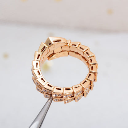 DIANA SERPENTI RING PINK GOLD DIAMOND DOUBLE ROW