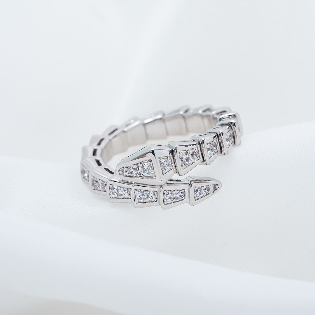 DIANA SERPENTI RING SILVER DIAMOND PAVED 4MM