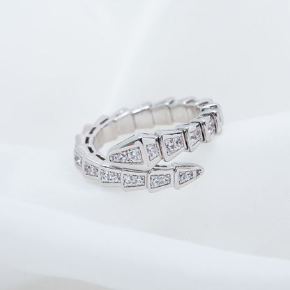 DIANA SERPENTI RING SILVER DIAMOND PAVED 4MM