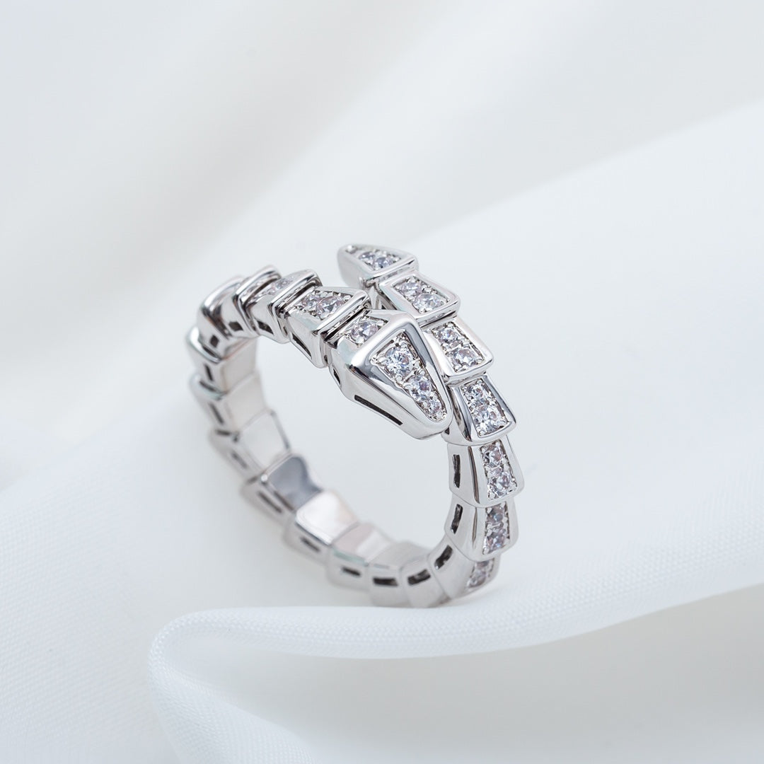 DIANA SERPENTI RING SILVER DIAMOND PAVED 4MM