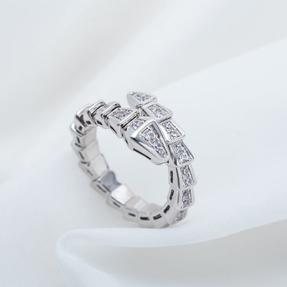 DIANA SERPENTI RING SILVER DIAMOND PAVED 4MM