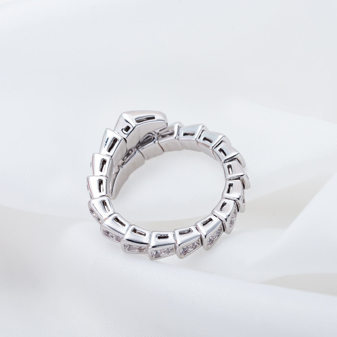 DIANA SERPENTI RING SILVER DIAMOND PAVED 4MM