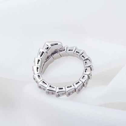 DIANA SERPENTI RING SILVER DIAMOND PAVED 4MM