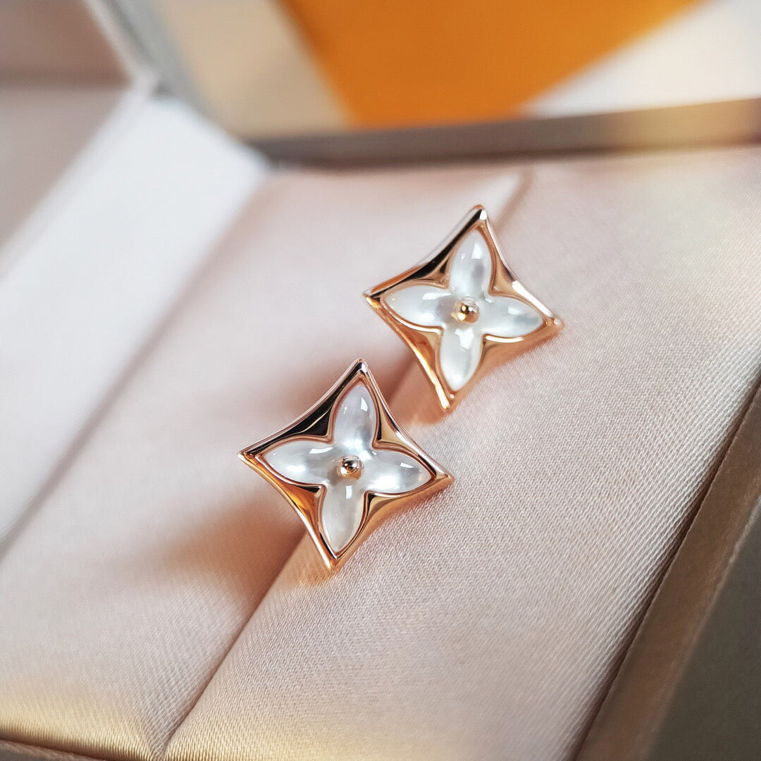DIANA STAR MOP PINK GOLD EARRINGS