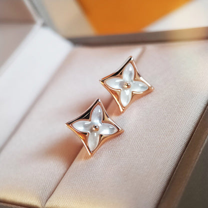 DIANA STAR MOP PINK GOLD EARRINGS