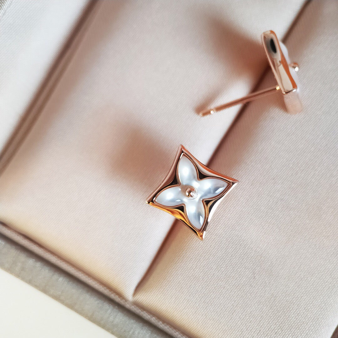 DIANA STAR MOP PINK GOLD EARRINGS