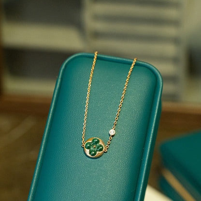 DIANA SUN MALACHITE 1 DIAMOND PINK GOLD BRACELET