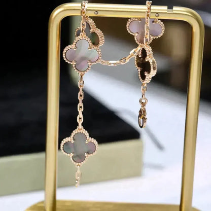 DIANA CLOVER 5 MOTIF GRAY MOP  BRACELET