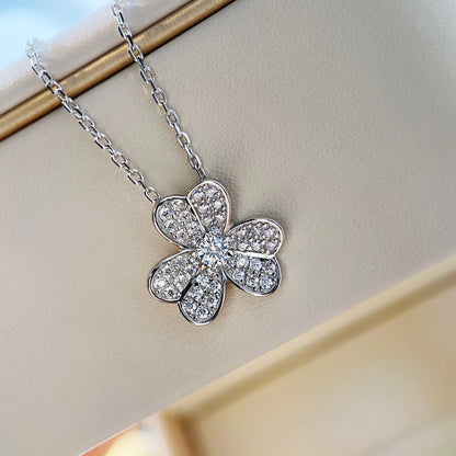 DIANA CLOVER DIAMOND NECKLACE SILVER