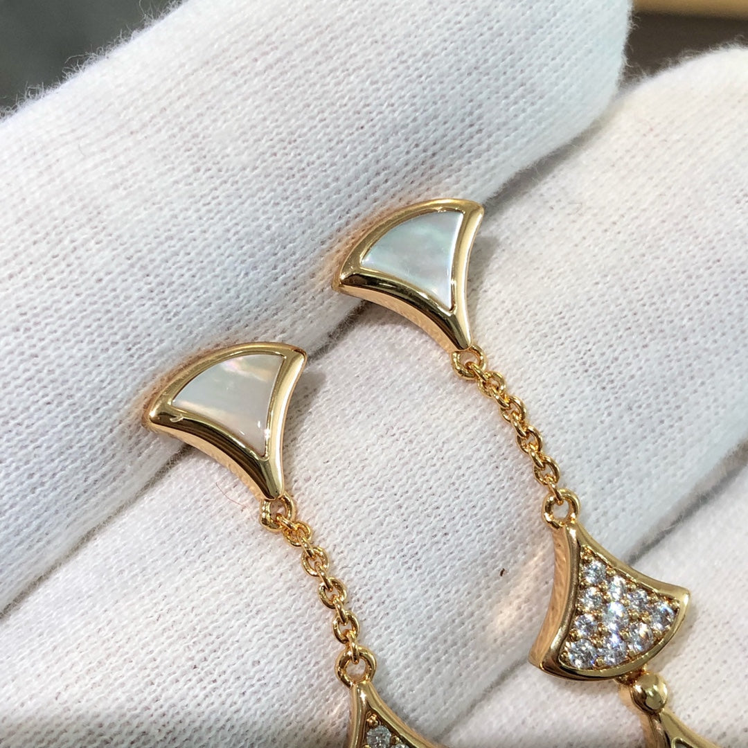 DIANA DREAM EARRINGS 3 MOTIFS DIAMOND MOP PINK GOLD