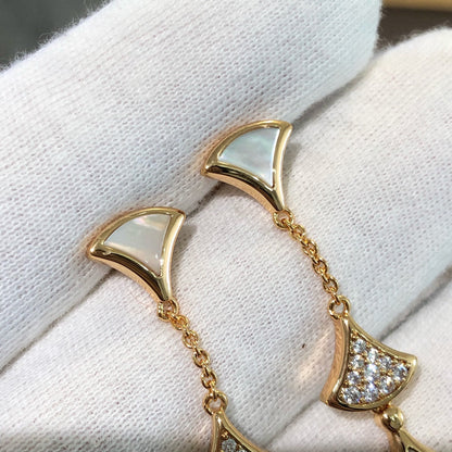 DIANA DREAM EARRINGS 3 MOTIFS DIAMOND MOP PINK GOLD