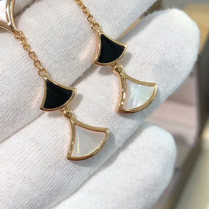 DIANA DREAM EARRINGS 3 MOTIFS ONYX MOP PINK GOLD