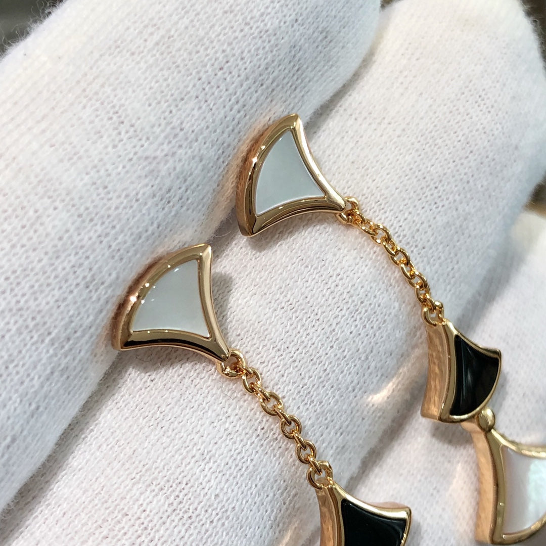 DIANA DREAM EARRINGS 3 MOTIFS ONYX MOP PINK GOLD