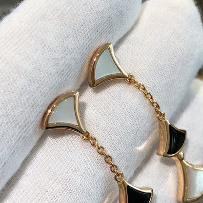 DIANA DREAM EARRINGS 3 MOTIFS ONYX MOP PINK GOLD