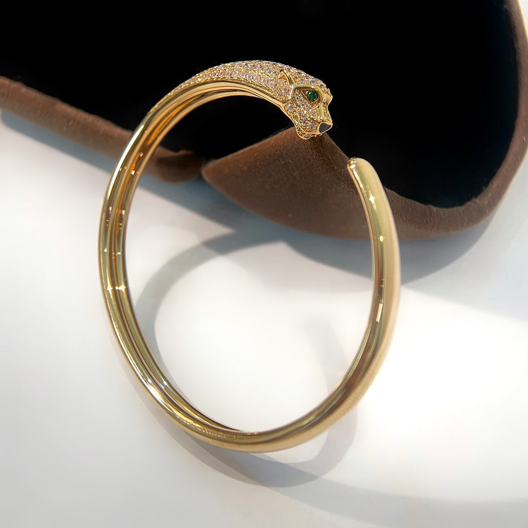 DIANA PANTHERE GOLD DIAMOND OPEN BRACELET