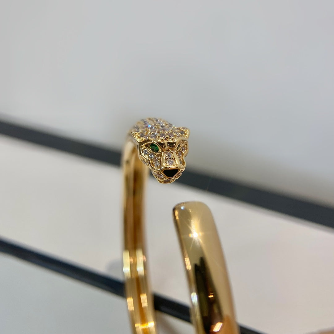 DIANA PANTHERE GOLD DIAMOND OPEN BRACELET