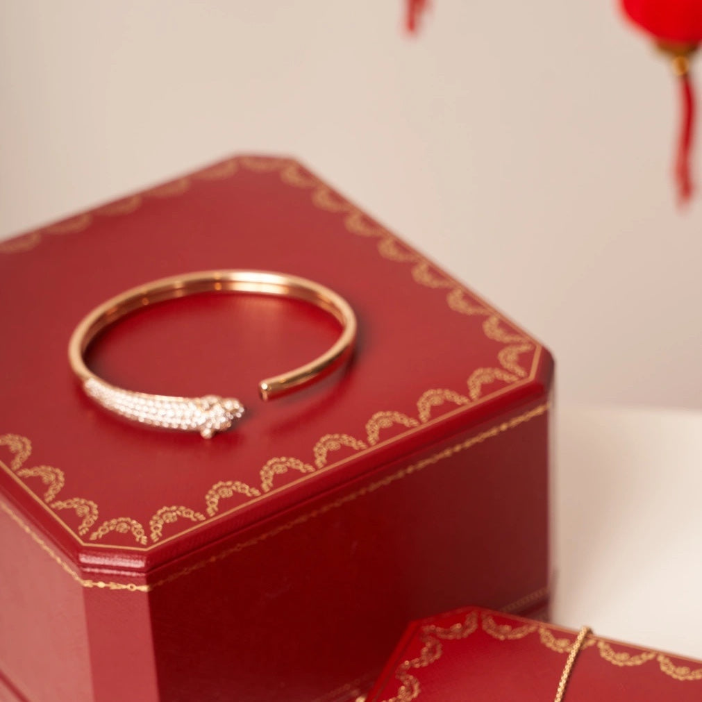 DIANA PANTHERE ROSE GOLD DIAMOND OPEN BRACELET