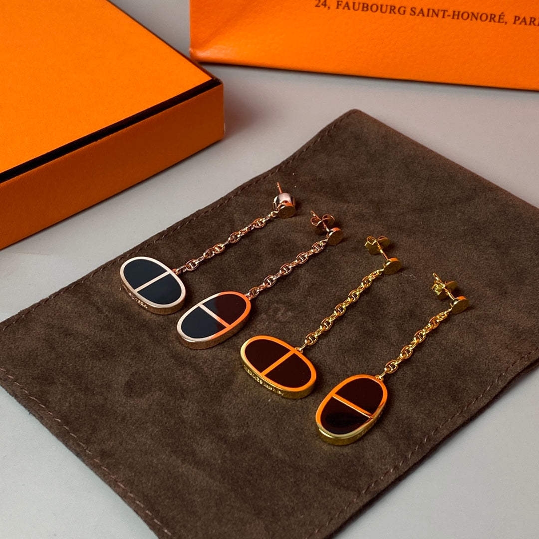 DIANA CHAINE VERSO BLACK CERAMIC EARRINGS