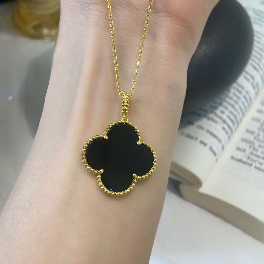 DIANA CLOVER 25MM NECKLACE GOLD ONYX