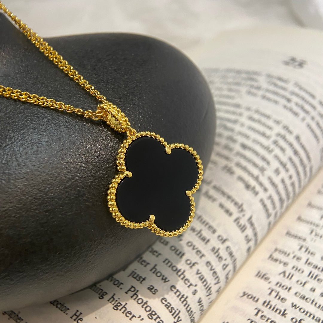 DIANA CLOVER 25MM NECKLACE GOLD ONYX