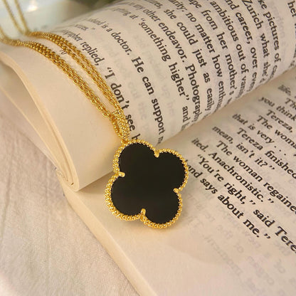 DIANA CLOVER 25MM NECKLACE GOLD ONYX