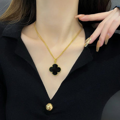 DIANA CLOVER 25MM NECKLACE GOLD ONYX