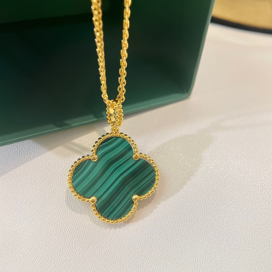 DIANA CLOVER 25MM MALACHITE GOLD NECKLACE
