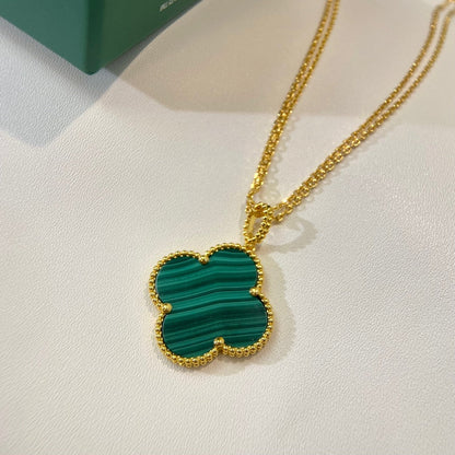 DIANA CLOVER 25MM MALACHITE GOLD NECKLACE