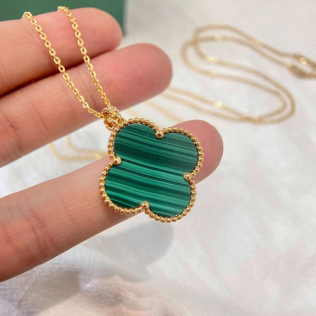 DIANA CLOVER 25MM MALACHITE GOLD NECKLACE