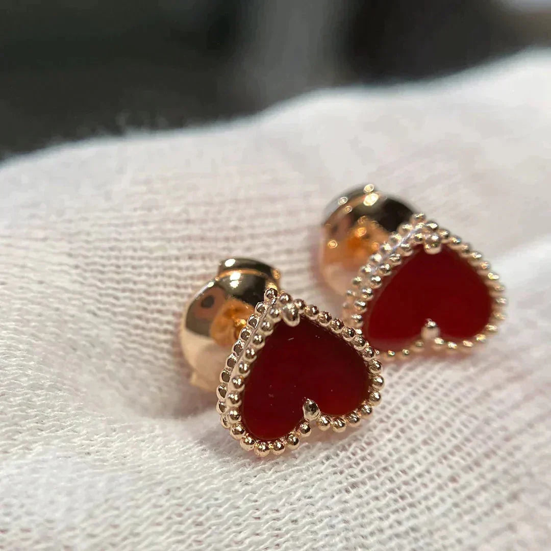 DIANA HEART CARNELIAN STUD EARRINGS