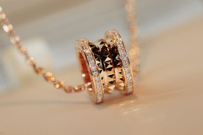 DIANA ZERO 1 ROCK PEDANT PINK GOLD NECKLACE