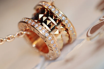 DIANA ZERO 1 ROCK PEDANT PINK GOLD NECKLACE