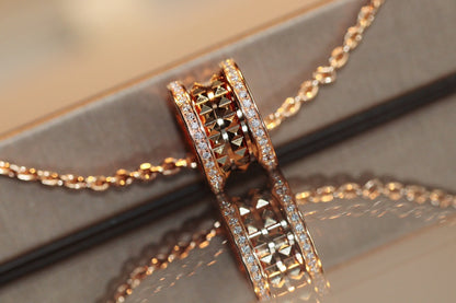 DIANA ZERO 1 ROCK PEDANT PINK GOLD NECKLACE