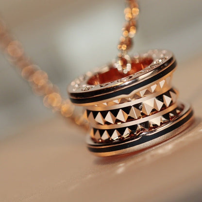 DIANA ZERO 1 ROCK PEDANT PINK GOLD BLACK NECKLACE