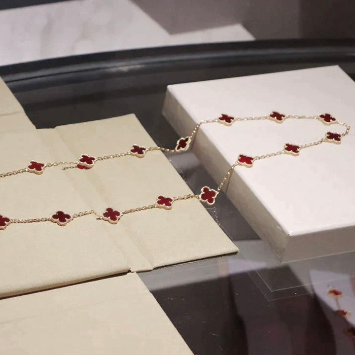DIANA CLOVER 20 MOTIFS CARNELIAN NECKLACE