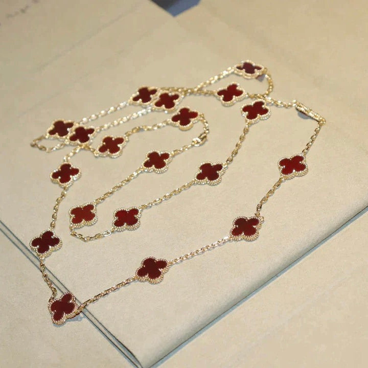 DIANA CLOVER 20 MOTIFS CARNELIAN NECKLACE