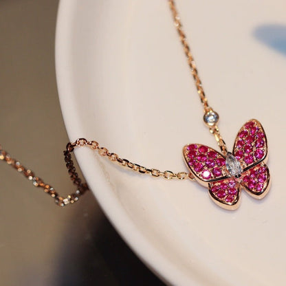 DIANA BUTTERFLY RED DIAMOND ROSE GOLD NECKLACE